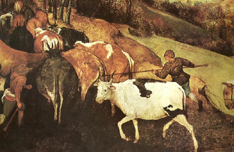 Pieter Bruegel detalj fran hjorden drives drives hem,oktober eller november oil painting picture
